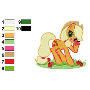 Applejack My Little Pony Eating Apples Embroidery Design